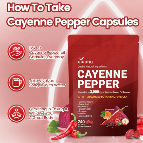 Cayenne Pepper Supplement — 12-in-1 Metabolism, Circulation & Vitality Softgels