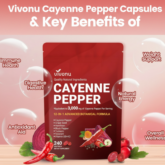 Cayenne Pepper Supplement — 12-in-1 Metabolism, Circulation & Vitality Softgels