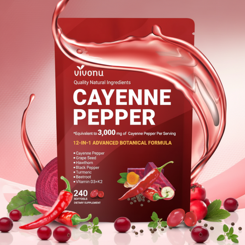 Cayenne Pepper Supplement — 12-in-1 Metabolism, Circulation & Vitality Softgels